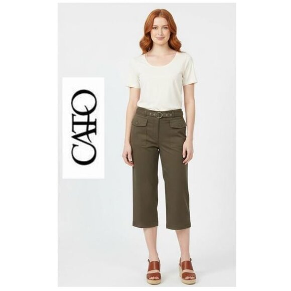 CATO, Boho olive green cropped khaki pants - Picture 1 of 9